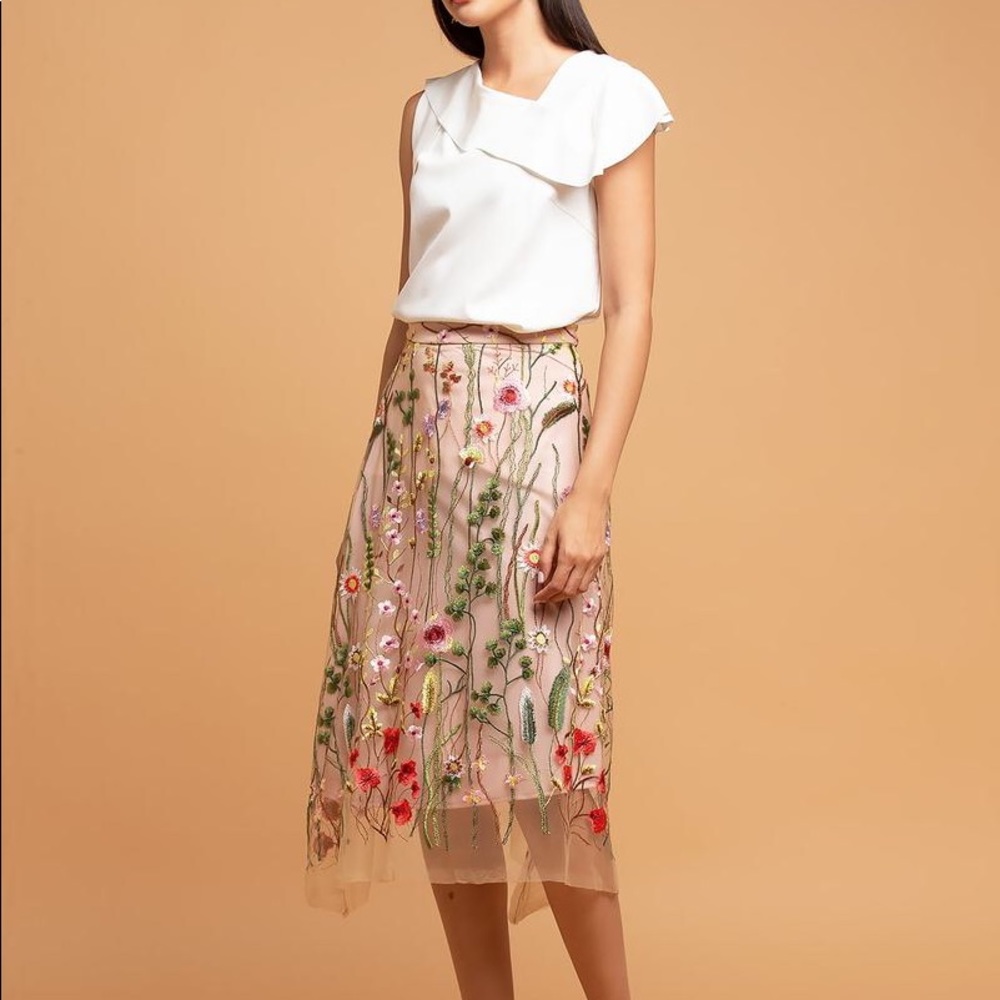 Eva Franco Floral Mesh Skirt Size 2